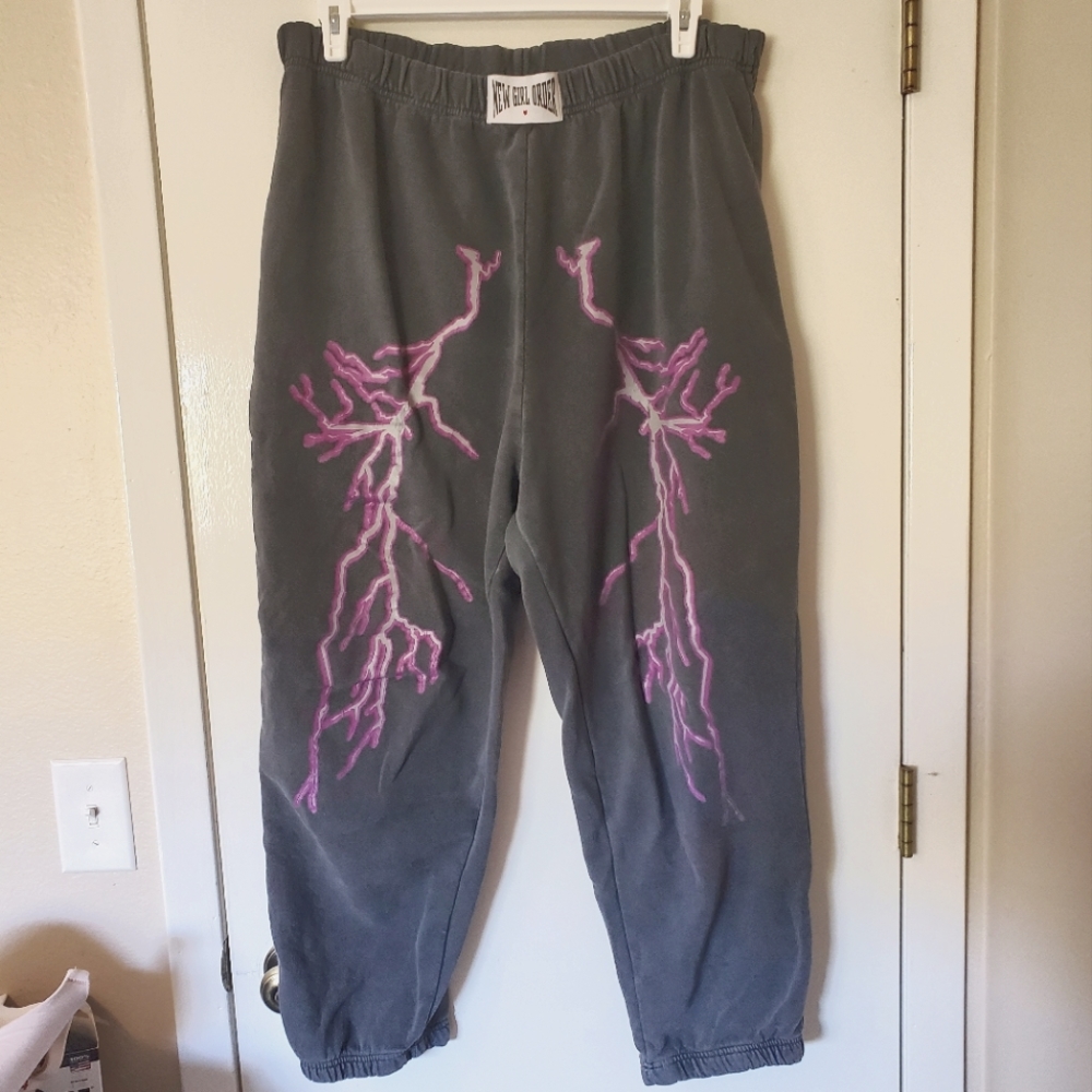 New Girl Order Lightning Print Joggers (Size 14)